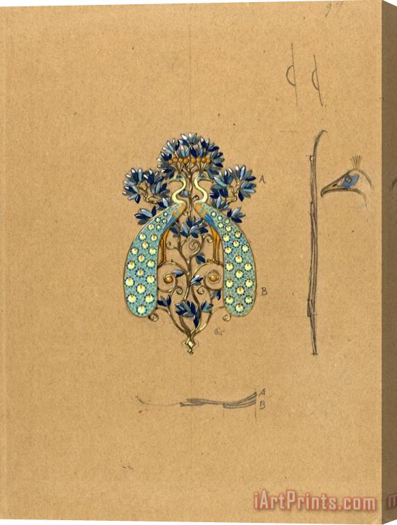 Eugene Samuel Grasset Design for a Belt Buckle with Peacock Motif Stretched Canvas Print / Canvas Art
