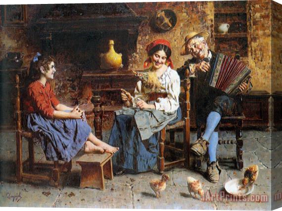 Eugenio Zampighi A Happy Tune Stretched Canvas Painting / Canvas Art