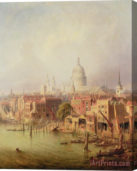 F Lloyds Queenhithe - St. Paul's in the distance Stretched Canvas Painting / Canvas Art