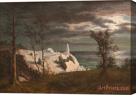 F. Sodring The Summer Spire on The Chalk Cliffs of The Island Mon. Moonlight Stretched Canvas Print / Canvas Art