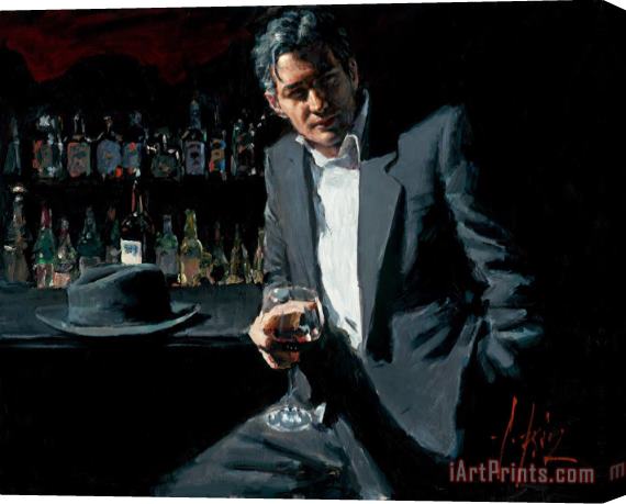 Fabian Perez Black Suit Red Wine Stretched Canvas Print / Canvas Art