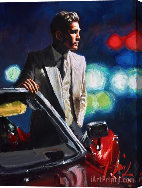 Fabian Perez Jimmy with Red Cadillac Stretched Canvas Painting / Canvas Art