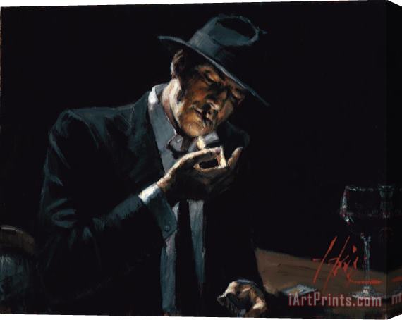Fabian Perez Man Lighting a Cigarette Stretched Canvas Print / Canvas Art