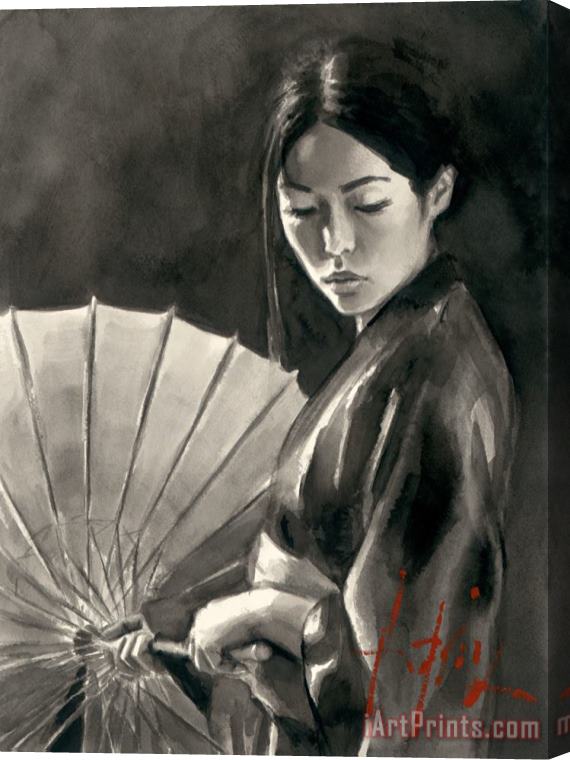 Fabian Perez Michiko with Umbrella II Stretched Canvas Painting / Canvas Art