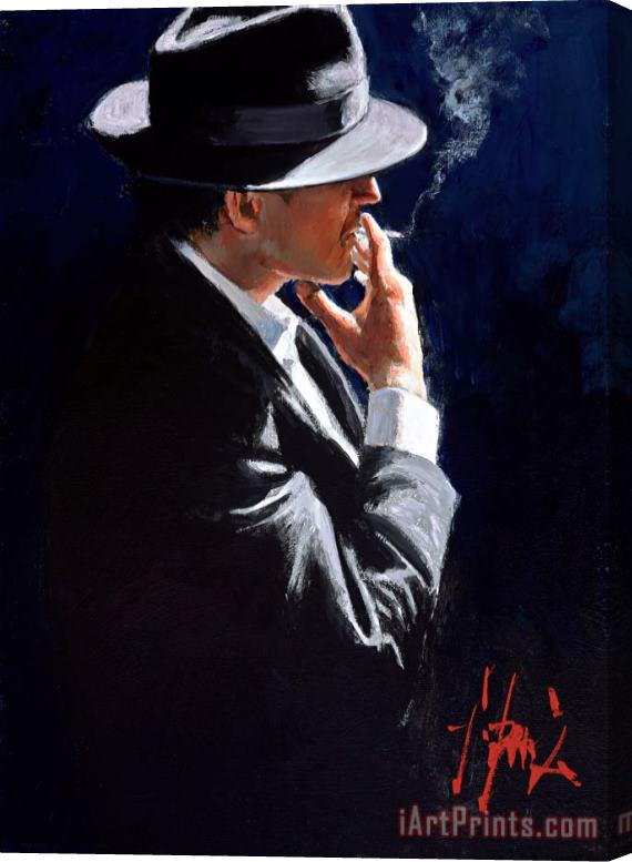 Fabian Perez Smoking Under The Light Stretched Canvas Painting / Canvas Art