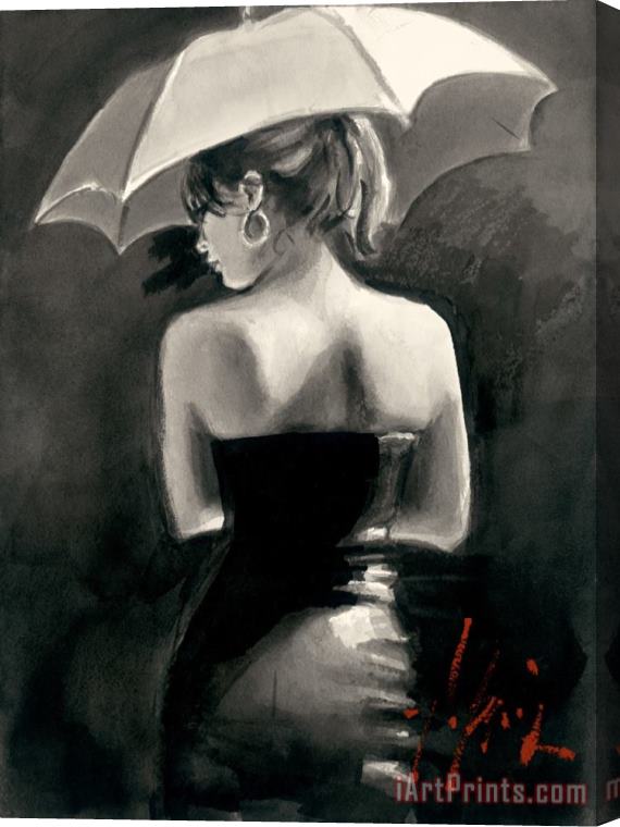 Fabian Perez Women with White Umbrella Stretched Canvas Painting / Canvas Art