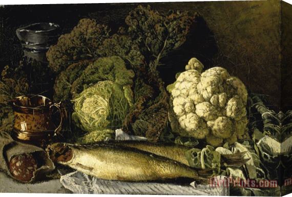 Fanny Churberg Still Life with Vegetables And Fish Stretched Canvas Print / Canvas Art