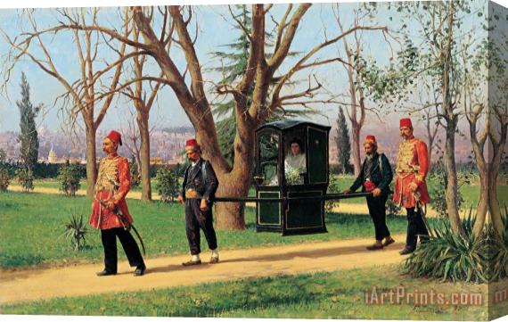 Fausto Zonaro The Daughter of The English Ambassador Riding in a Palanquin Stretched Canvas Print / Canvas Art