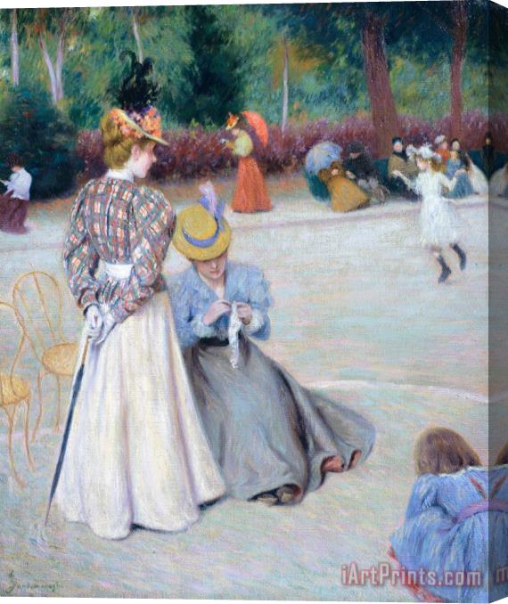 Federico Zandomeneghi Games At Park Stretched Canvas Painting / Canvas Art