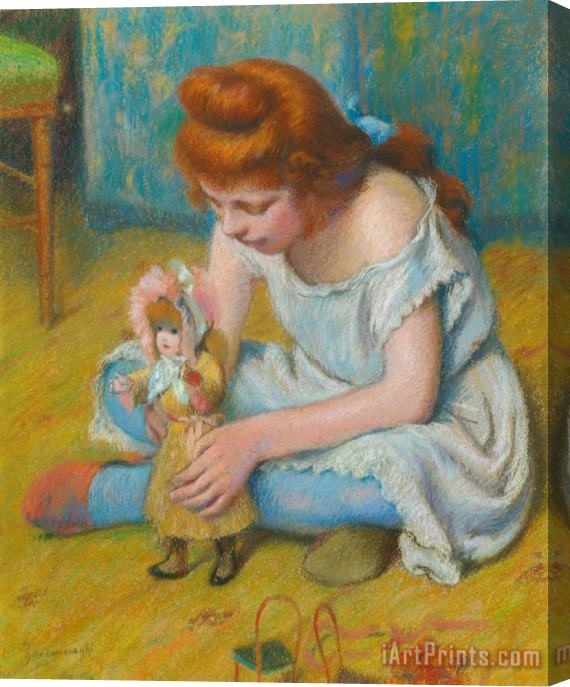 Federico Zandomeneghi Young Girl Playing with a Doll Stretched Canvas Painting / Canvas Art