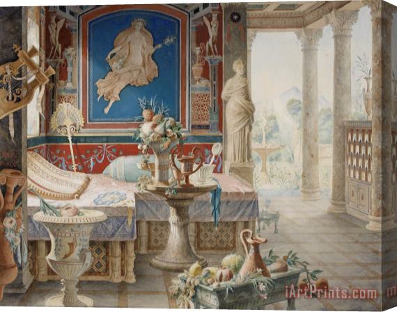 Felix Duban Architectural Fantasy in The Style of Pompeii Stretched Canvas Painting / Canvas Art