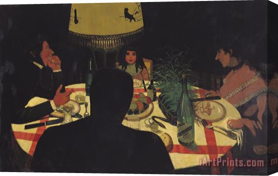 Felix Edouard Vallotton Dinner by Lamplight Stretched Canvas Print / Canvas Art