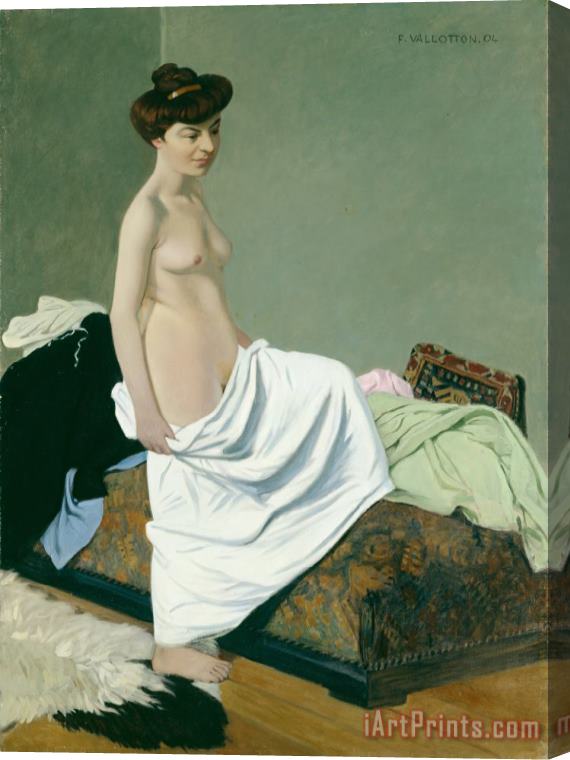 Felix Edouard Vallotton Standing Nude Holding A Gown On Her Knee Stretched Canvas Painting / Canvas Art