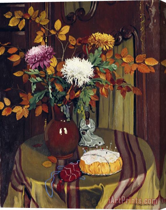 Felix Vallotton Chrysanthemums And Autumn Foilage Stretched Canvas Painting / Canvas Art