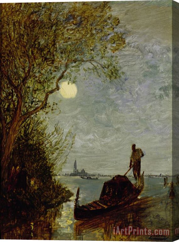 Felix Ziem Moonlit Scene with Gondola Stretched Canvas Print / Canvas Art