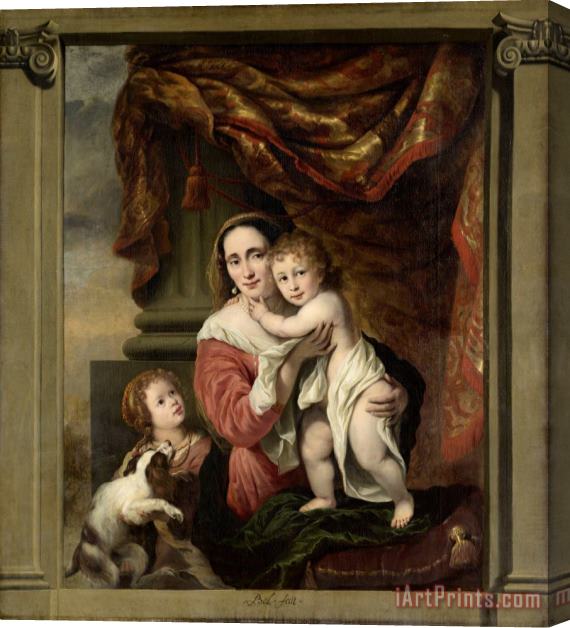 Ferdinand Bol Caritas: Joanna De Geer (1629 1691) with Her Children Cecilia Trip (1660 1728) And Laurens Trip (b. 1662) Stretched Canvas Print / Canvas Art