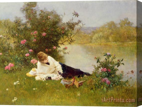Ferdinand Heilbuth Woman on a River Bank Stretched Canvas Painting / Canvas Art