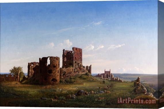 Ferdinand Richardt View of The Ruined Castle of Hammershus Stretched Canvas Print / Canvas Art