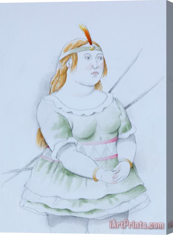 Fernando Botero Dancer with Green Tutu And with an Orange Plumed Headband, 2007 Stretched Canvas Print / Canvas Art
