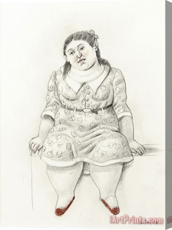 Fernando Botero Jeune Femme Assise, 2004 Stretched Canvas Painting / Canvas Art