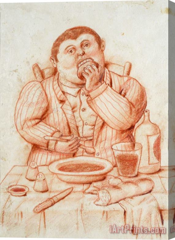 Fernando Botero Man Eating, 2001 Stretched Canvas Print / Canvas Art