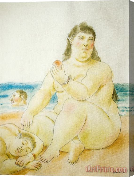 Fernando Botero On The Beach, 1995 Stretched Canvas Print / Canvas Art