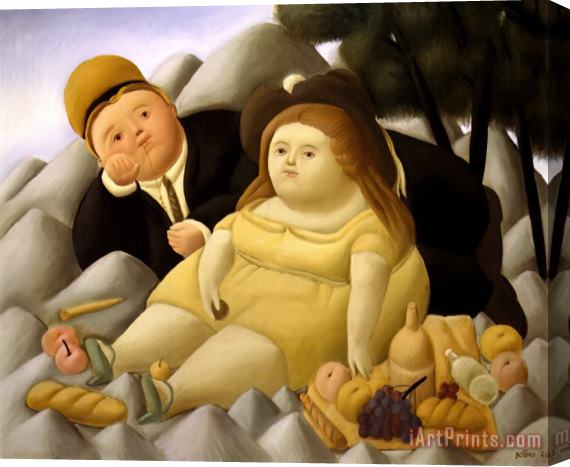 fernando botero Picnic in The Mountains Stretched Canvas Painting / Canvas Art