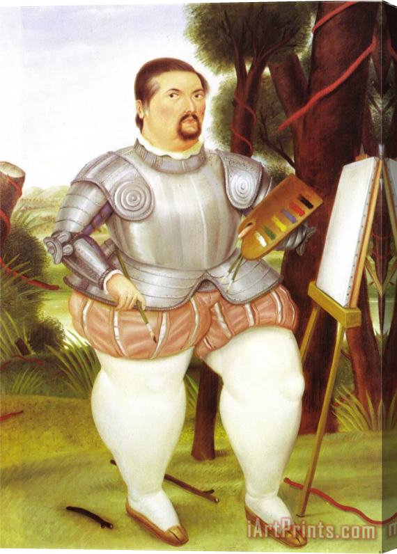 fernando botero Self Portrait As Spanish Conquistador Stretched Canvas Painting / Canvas Art