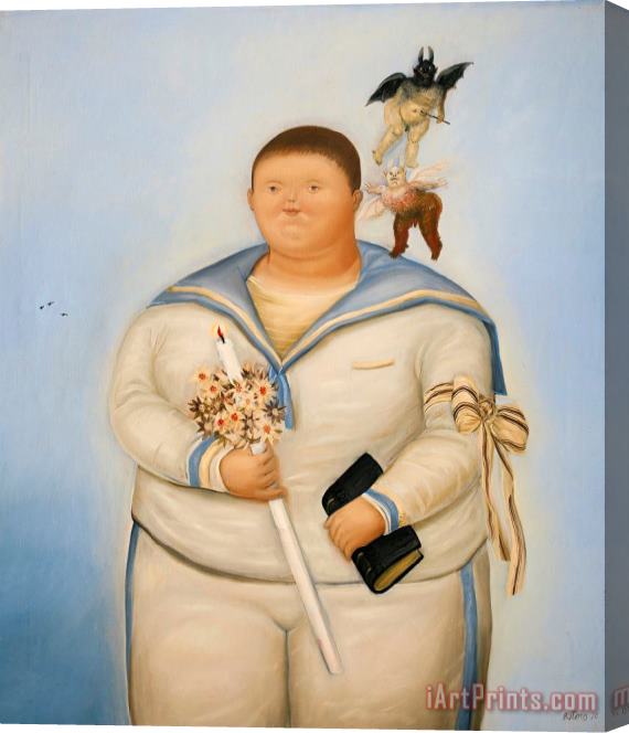 fernando botero Self Portrait The Day of The First Communion Stretched Canvas Print / Canvas Art
