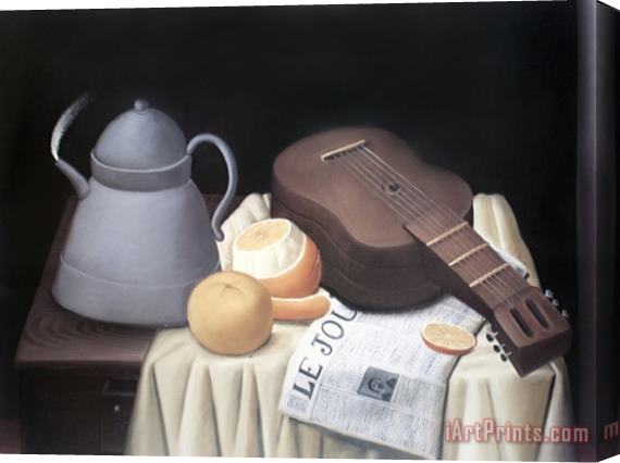 fernando botero Still Life with Newspaper Stretched Canvas Print / Canvas Art