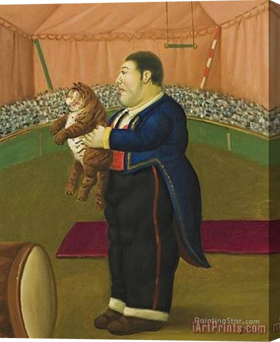 Fernando Botero Trainer with Baby Tiger Stretched Canvas Painting / Canvas Art