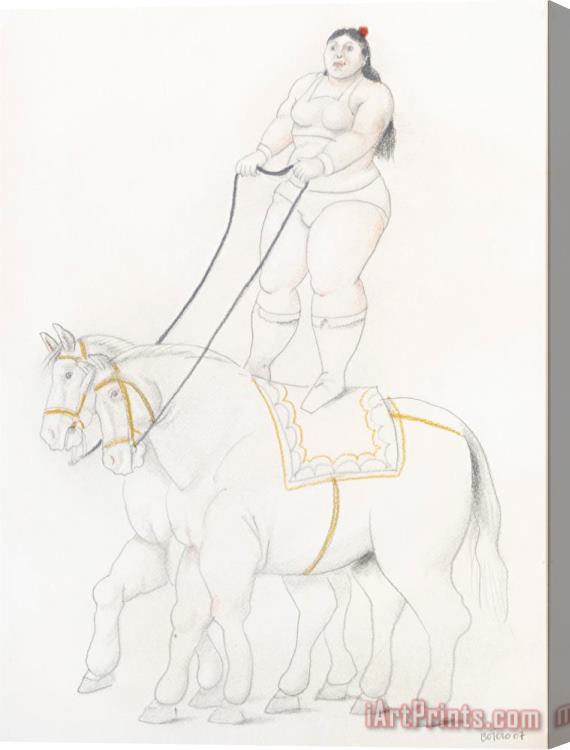 Fernando Botero Woman on Two Horses, 2007 Stretched Canvas Print / Canvas Art