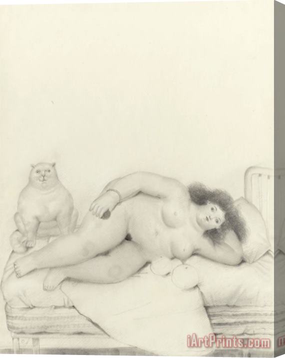 Fernando Botero Woman with Cat, 1980 Stretched Canvas Painting / Canvas Art