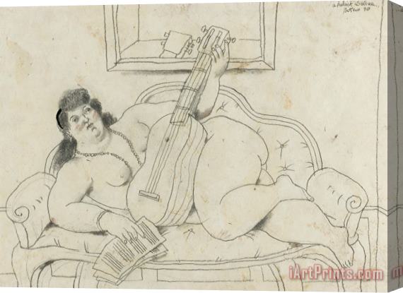 Fernando Botero Woman with Guitar, 1990 Stretched Canvas Painting / Canvas Art