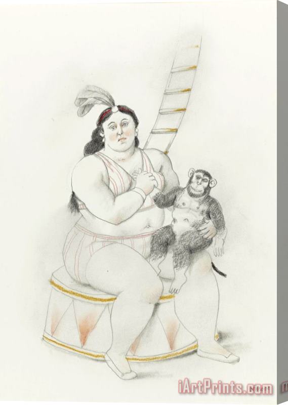 Fernando Botero Woman with Monkey, 2008 Stretched Canvas Print / Canvas Art