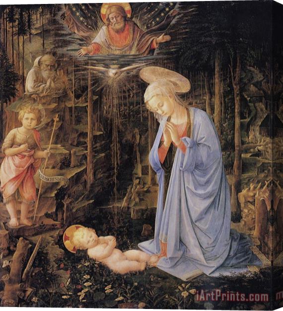 Filippino Lippi The Adoration with The Infant St. John The Baptist And St. Bernard Stretched Canvas Painting / Canvas Art