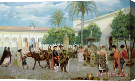 Filippo Baratti Market Day in Spain Stretched Canvas Painting / Canvas Art