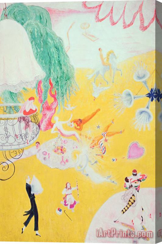 Florine Stettheimer Love Flight of a Pink Candy Heart Stretched Canvas Painting / Canvas Art