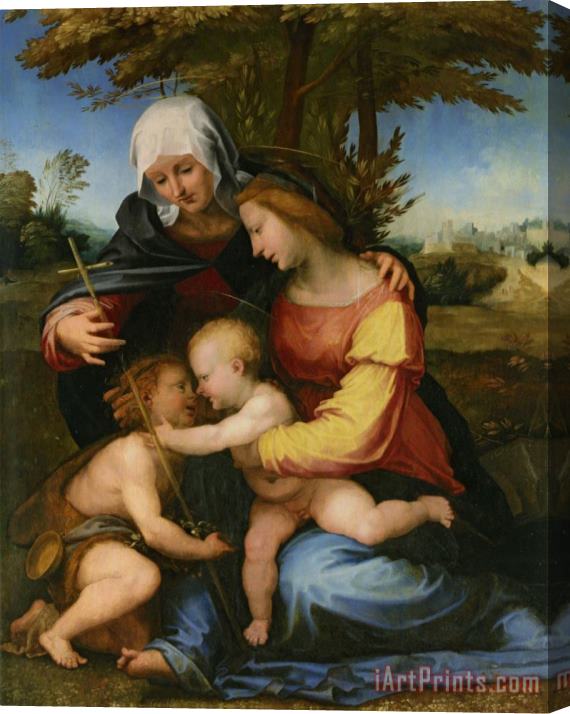 Fra Bartolommeo The Madonna And Child in a Landscape with Saint Elizabeth And The Infant Saint John The Baptist Stretched Canvas Painting / Canvas Art
