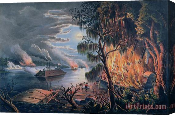 Frances Flora Bond Palmer The Mississippi in Time of War Stretched Canvas Painting / Canvas Art