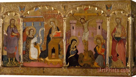 Francesc Comes Saint John The Baptist, Annunciation, Crucifixion And Saint Catherine of Alexandria Stretched Canvas Print / Canvas Art