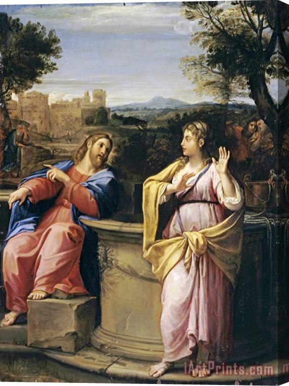 Francesco Albani Christ And The Woman of Samaria at The Well Stretched Canvas Print / Canvas Art