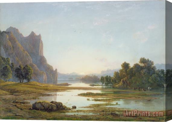 Francis Danby Sunset over a River Landscape Stretched Canvas Print / Canvas Art