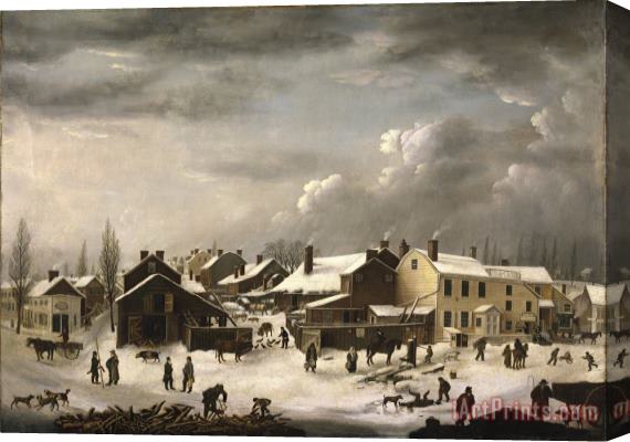 Francis Guy Winter Scene in Brooklyn Stretched Canvas Print / Canvas Art