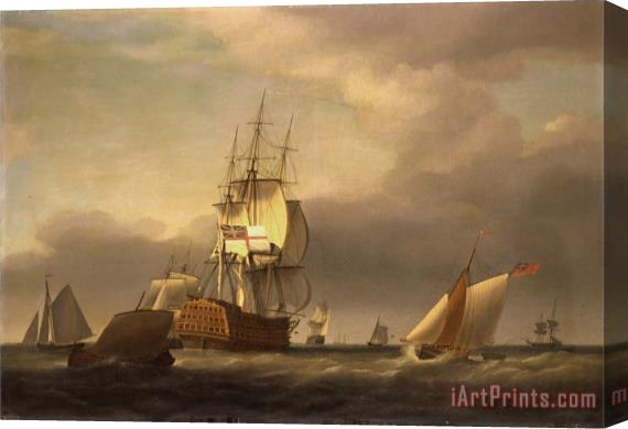 Francis Holman A Seascape with Men of War And Small Craft Stretched Canvas Painting / Canvas Art