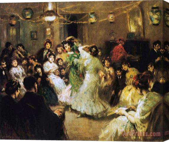 Francis Luis Mora A Flamenco Party at Home Stretched Canvas Print / Canvas Art