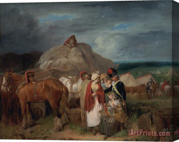 Francis Wheatley Soldier with Country Women Selling Ribbons, Near a Military Camp Stretched Canvas Painting / Canvas Art