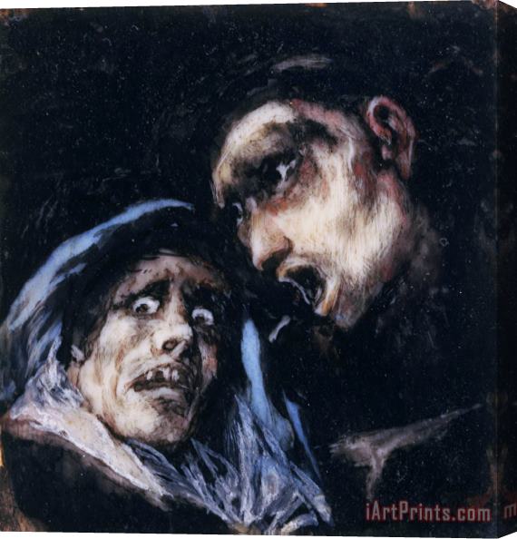 Francisco De Goya Monk Talking to an Old Woman Stretched Canvas Print / Canvas Art
