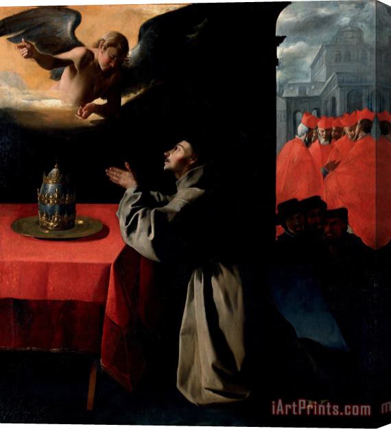 Francisco de Zurbaran The Prayer of St. Bonaventura About The Selection of The New Pope Stretched Canvas Painting / Canvas Art