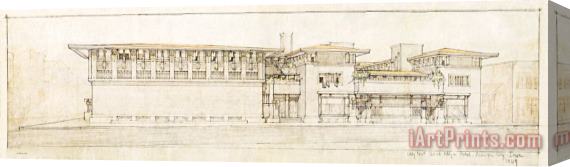Frank Lloyd Wright City National Bank And Hotel, Mason City, Iowa Stretched Canvas Print / Canvas Art